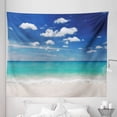 thumbnail image 1 of Tropical Tapestry, Summer Beach with Exquisite Sky Relax Holiday Away Serene Coast Scenery, Fabric Wall Hanging Decor for Bedroom Living Room Dorm, 5 Sizes, Blue Turquoise White, by Ambesonne, 1 of 1