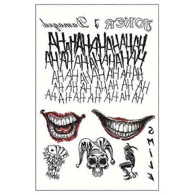 2pcs Halloween Temporary Tattoos Joker Design + Bow Stickers, Carnival Halloween Decorations