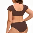 thumbnail image 5 of Ticikt Two Piece Swimsuits High Waisted Bikini with Backless Tankini Top and Boy Shorts Bottoms,Color:Coffee,3XL, 5 of 5