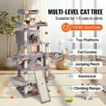 thumbnail image 2 of KFFKFF Indoor Cat Climbing Frame, 68.5" Multi-Level Playhouse with Dual Kitty Condos, Sisal Posts, Hammocks, Elevated Lookouts, Activity Platforms, Ramp, and Play Balls, Light Grey, 2 of 9