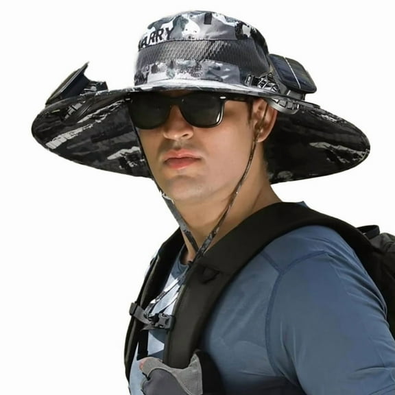 Solar Powered Fishing Hat with Fans – UPF 50  Wide Brim Sun Hat, Cooling – Lightweight, Waterproof for Hiking, angling