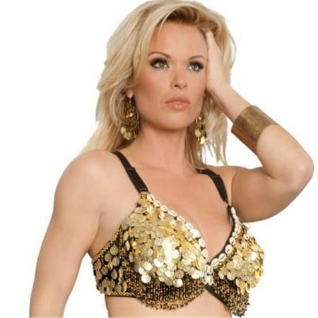 

Western Fashion 2968-MDL Bra Top with Coins & Pukka Shells Black & Gold - Medium & Large