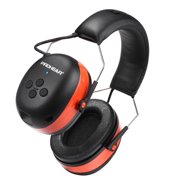 PROHEAR Bluetooth 6.0 Hearing Protection Headphones with 120H Working Time, SNR 30dB Noise Reduction Earmuffs with Mic for Mowing, Workshops, Snowblowing,Construction - Orange