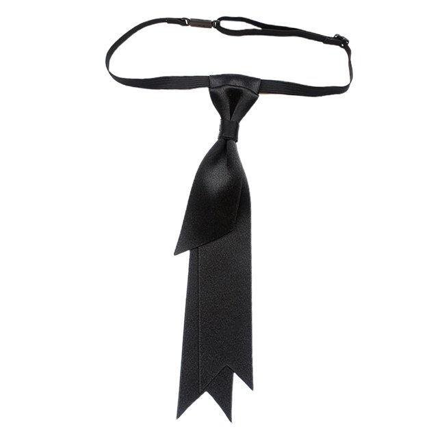 Corbata para hombre, corbata fina preatada para mujer, pajarita ajustable, pajarita para uniforme, traje Esquina cóncava negra