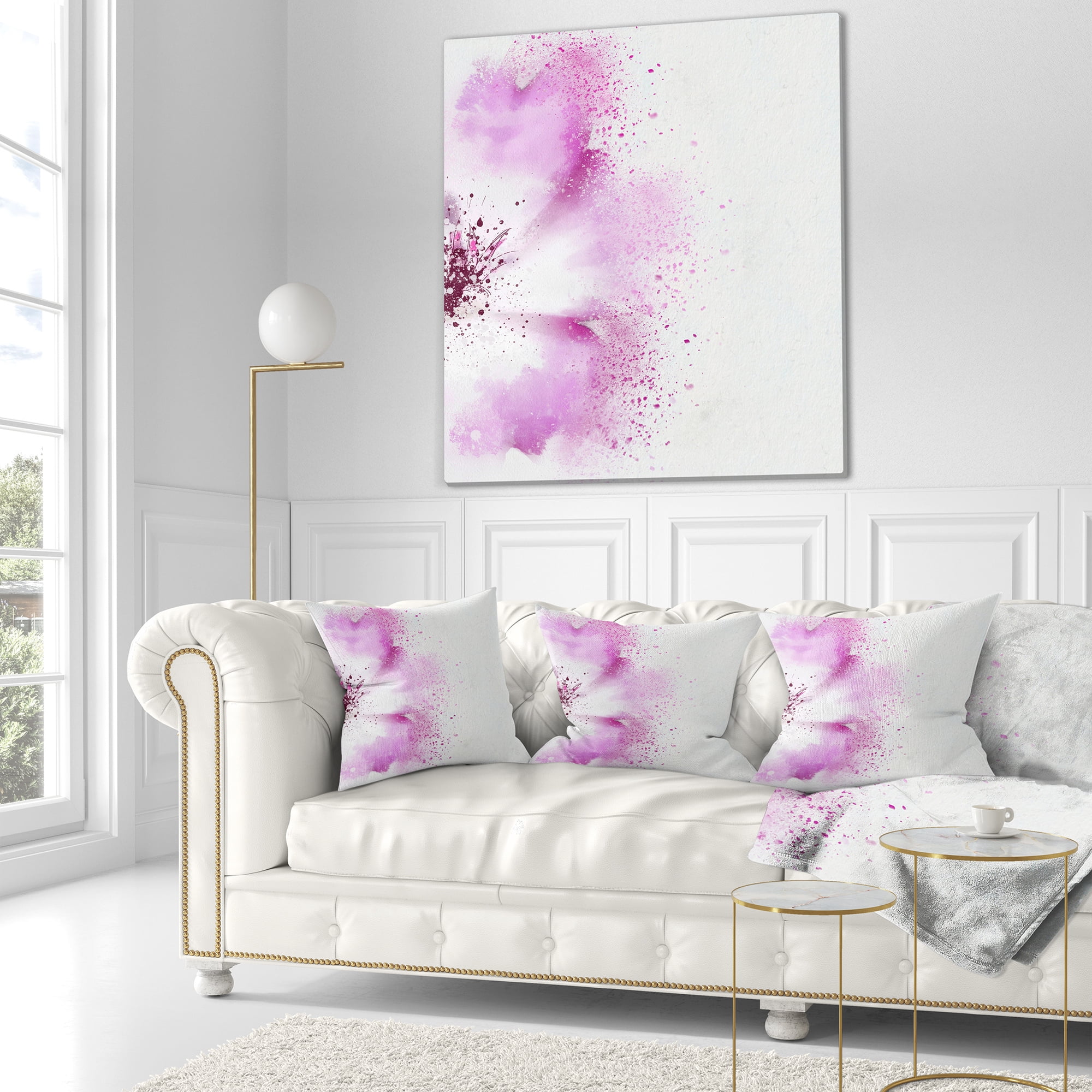 Designart Abstract Purple Daisy Flower - Flowers Throw Pillowwork - 18x18