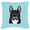 Blue, variant on Dog Face Checkerboard Design Fabric Decorative Pillow