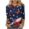 thumbnail image 2 of Bzhegqhd Women's Fashion Printed T-shirt 3/4 Sleeves Blouse Round Neck Casual, 2 of 4