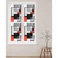 thumbnail image 2 of Window Privacy Film Black Red Geometric Stained Glass Window Film Decorative Sun Block Window Cover Red White Abstract Art Modern Window Clings Static Adhesive Sticker for Bathroom 17.7"x78.7", 2 of 7