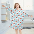 thumbnail image 5 of FORMRS Wearable Blanket Hoodie with Sleeves for Kids Cozy Flannel Sweatshirt, Light Blue Checkered Heart, 5 of 7