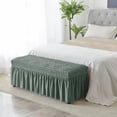 thumbnail image 2 of Bench Cover,Stretch Seat Case Protector,Elastic Chair Covers,Piano Bench Cushion Green, 2 of 9