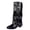 Black, variant on Womens Boots Slouch Knee Ruched Booties Chunky Heel Square Toe Casual Fall Winter Fashion Comfortable Shoes Black 8.5