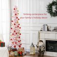 thumbnail image 3 of HOMCOM 7 FT Snow-Flocked Artificial Christmas Tree, Slim Pencil Xmas Tree with Realistic Branches, Metal Base, Pink, 3 of 8