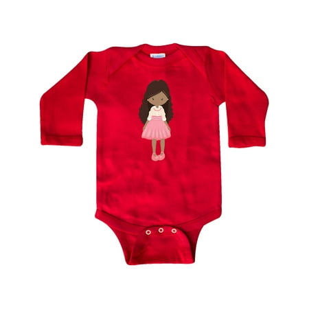 

Inktastic African American Girl Fashion Girl Pink Pearls Gift Baby Girl Long Sleeve Bodysuit