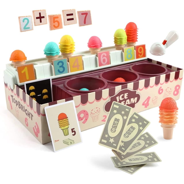 Juguete De Helados Para niños,Madera, Didactico,87 Piezas Top Bright Heladeria de madera