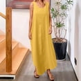 thumbnail image 2 of JIAYUE Women's Dress Ankle-Length Casual Round Neck Summer Sleeveless Adjustable Straps Buttons Long With Pocket Trendy Female Dresses, 2 of 5