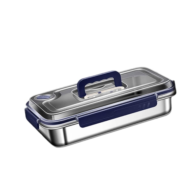 Fiambrera de acero inoxidable, caja de almacenamiento para refrigerador, rectangular, hermética, para preparación de comidas 2400 ml