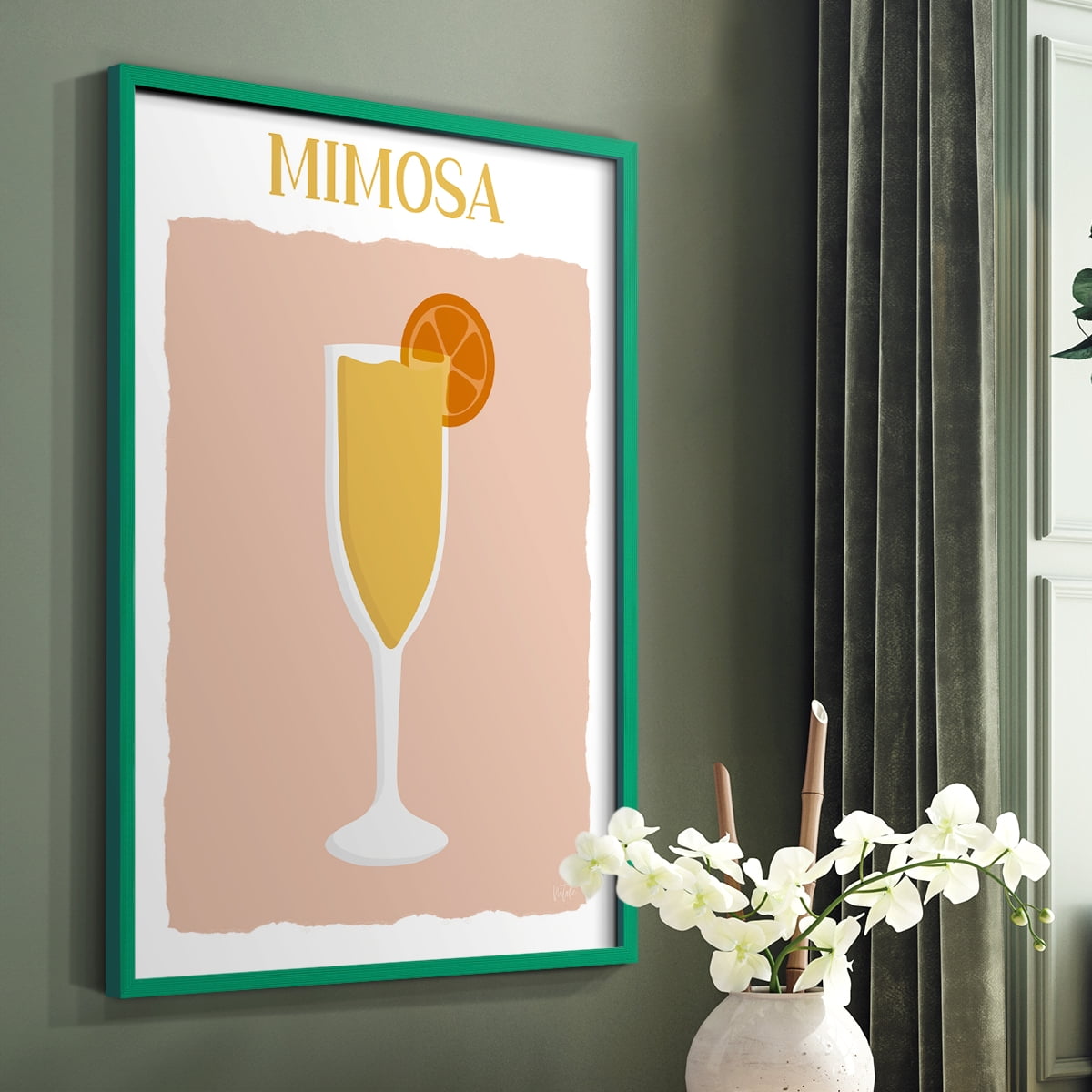 Mimosa in Green Solid Wood 8 x 10 Framed Print