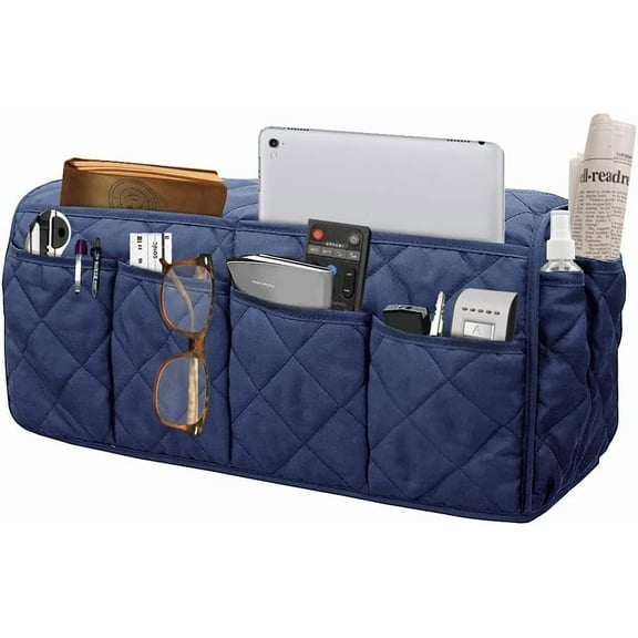 Sofa Armrest Organizer Waterproof Armchair Caddy Remote Control Holder for Recliner, Non Slip Recliner Organizer Chair Arm Organizer with 14 Pockets for TV Remotes Caddy, Book, Magazines, Cellphone