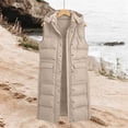 thumbnail image 4 of Cmfcve Womens Plus Size Puffer Vest Long Hooded Sleeveless Jacket Zip Snap Front Winter Casual Layering Outerwear, 4 of 9
