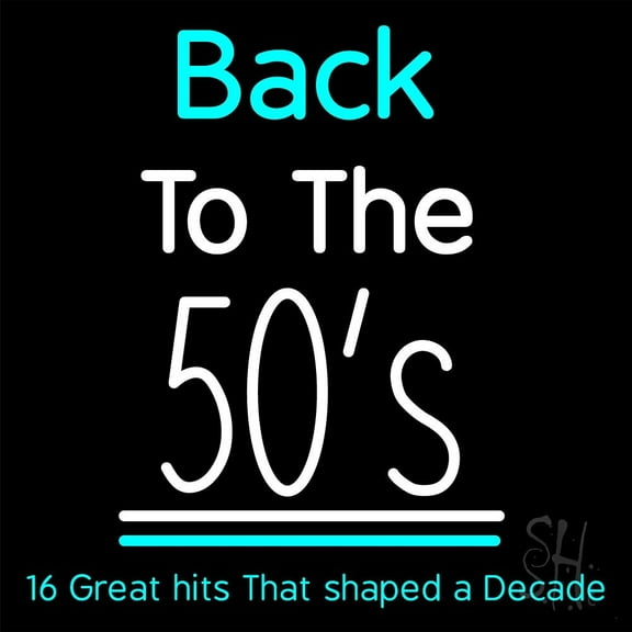 Back To The 50s With Line LED Neon Sign 24 x 24 - inches, Black Square Cut Acrylic Backing, with Dimmer - Bright and Premium built indoor LED Neon Sign for café, club, party, event and stroefront.