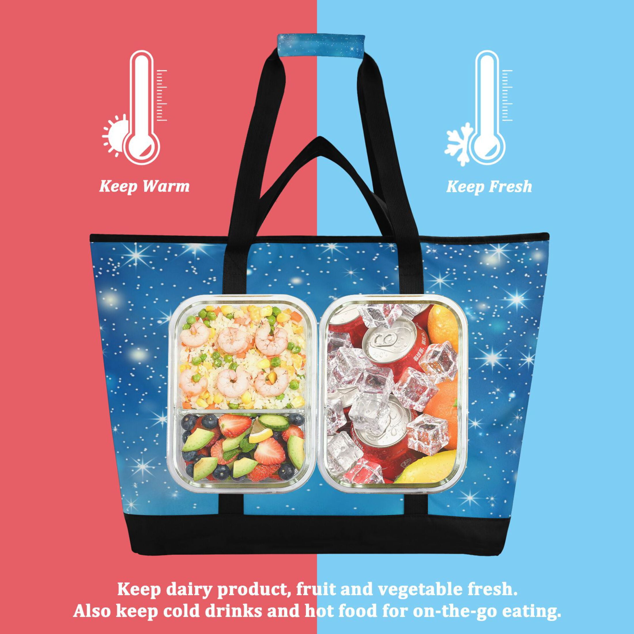 Large Hand-held Ice Pack Picnic Bag Insulation and Refrigeration Suitable for Shopping Picnics and Camping Shining Star