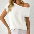 thumbnail image 2 of Ediodpoh Womens Summer off The Shoulder Knit Tops Casual Short Sleeve Oversized Tunic T Shirt Knit Tank Tops for Women White L, 2 of 5