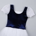 thumbnail image 5 of Alvivi Kids Girls Lace-up Lyrical Ballet Leotard Dress Short Bubble Sleeve Dance Performance Costume Navy Blue 10-12, 5 of 7
