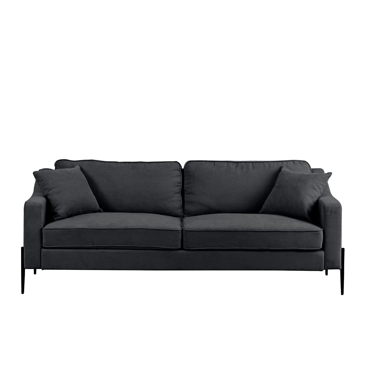 Kadyn Upholstered Modern Loveseat, 81" Sofa Couch with Metal Legs, Durable with 2 Pillows, 2-3 People Seat Capacity, Dark Gray