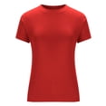 thumbnail image 5 of Fengqque Women's Fashionable and Comfortable Solid Color Short Sleeve Round Neck Tight Fitting Casual T-shirt Red XL(XL), 5 of 7