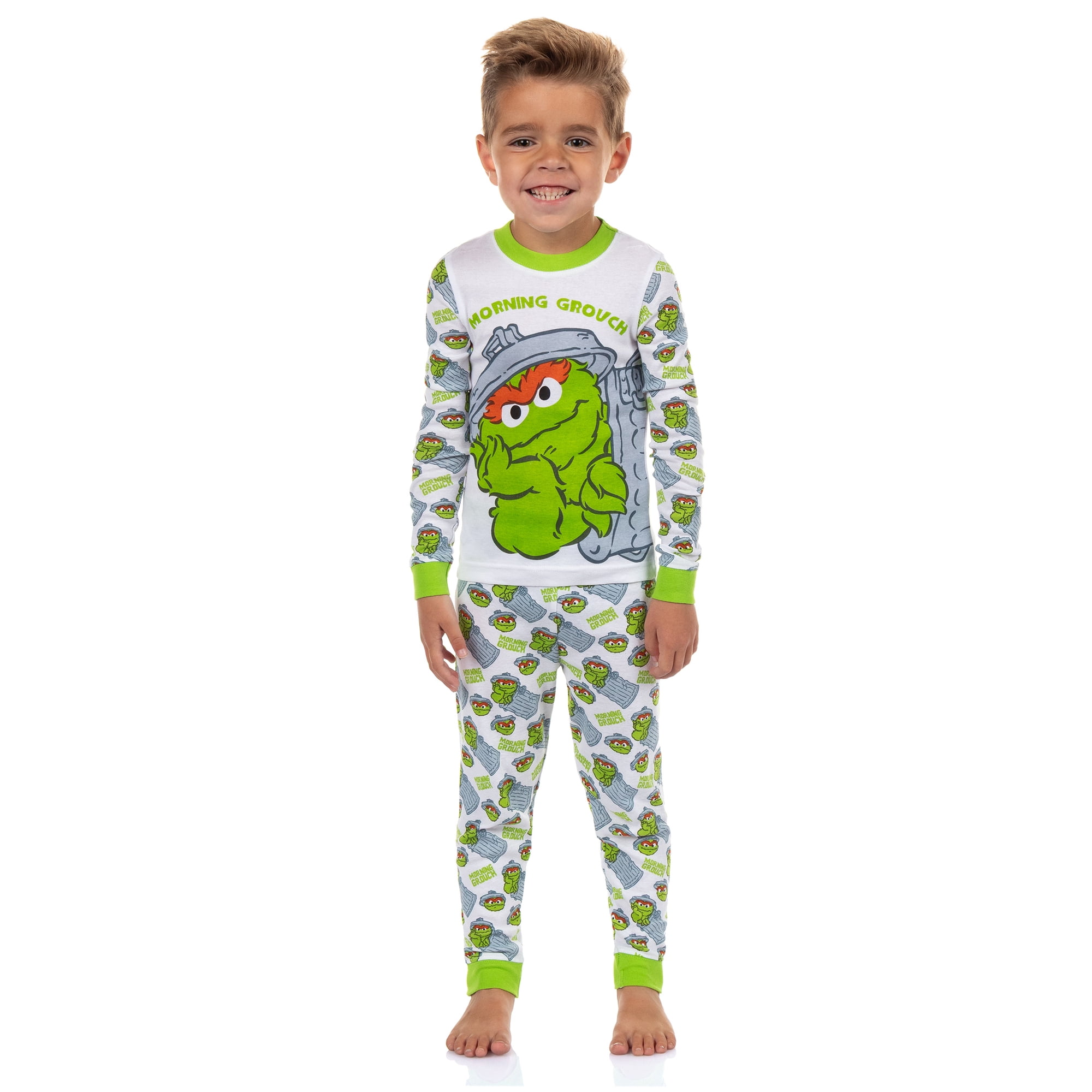 Sesame Street Oscar the Grouch Toddler Boys' Morning Grouch Tight Fit Pajama Set