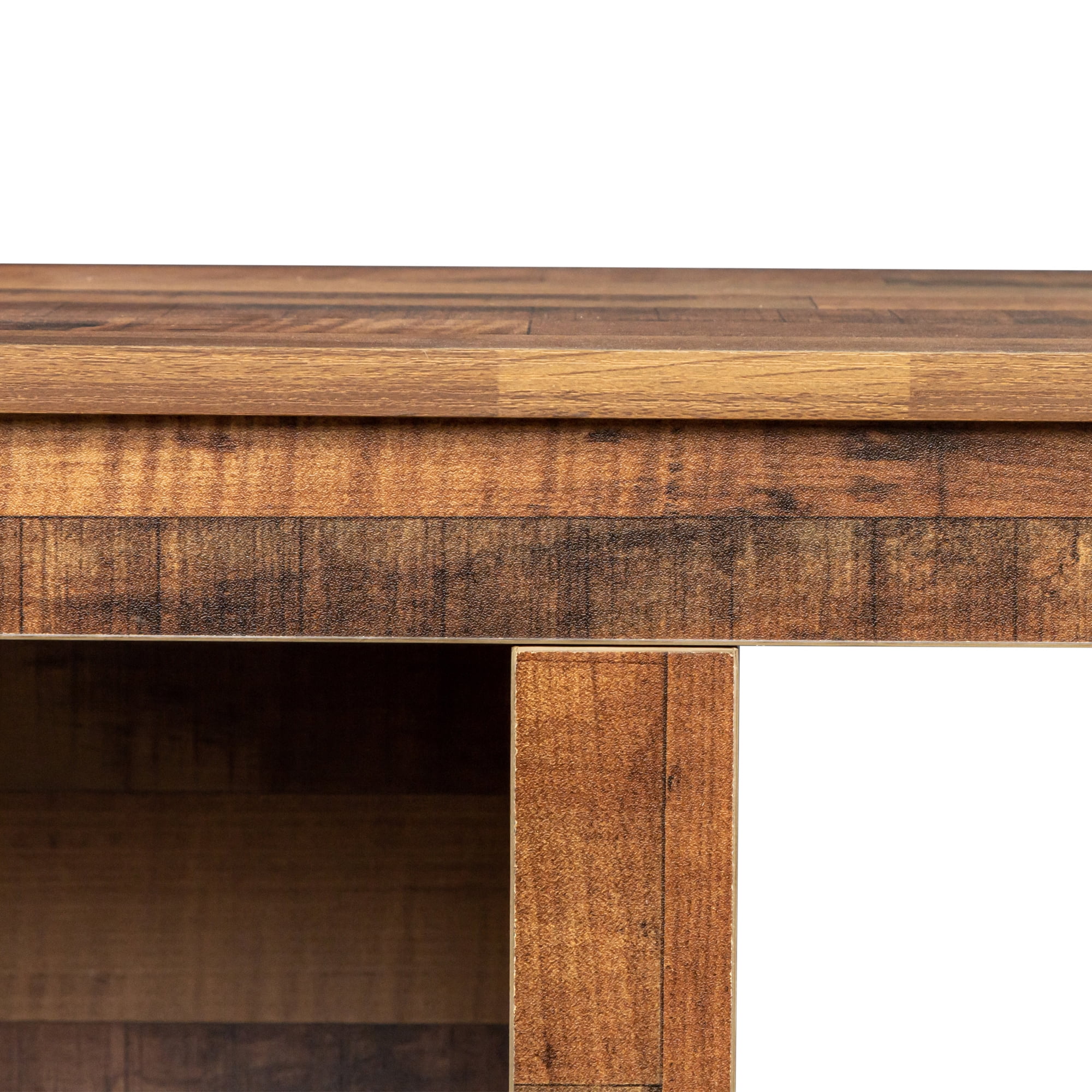 Kadyn MDF Farmhouse TV Console Table for living room, Heavy Duty TV Cabinet with 6 storage compartments and 1 shelf cabinet, Walnut TV Cabinet
