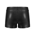 thumbnail image 2 of Doomiva Kid Girl Shiny Metallic Yoga Shorts High Waist Booty Shorts Jazz Modern Dance Bottoms Black 160, 2 of 8