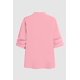 thumbnail image 4 of Tops de manga larga con hombros descubiertos para mujer, cuello en V, anillo, cremallera, tejido de gofre, camisa cruzada, Tops, camisas informales, rosa, XL, 4 of 5