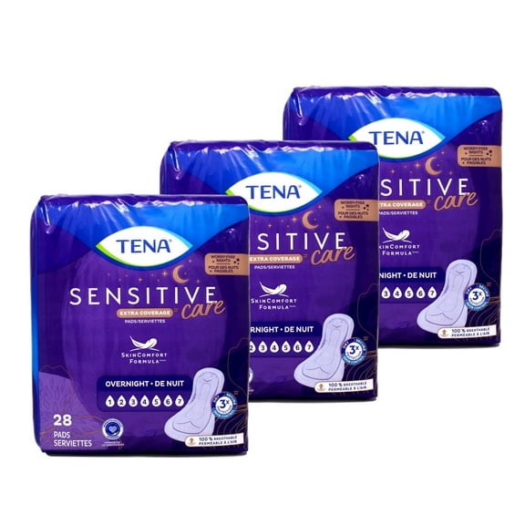 TENA Intimates Overnight Pads, Case/84 (3 Bags of 28)