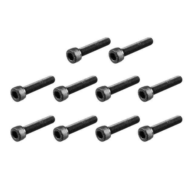 M5 x 25mm Tornillo de máquina de acero aleado 12.9 con cabeza hexagonal, 30 piezas en negro