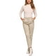 thumbnail image 2 of Pantalones de tartán de mujer Inspire Chic, elásticos, de cintura alta, rectos, largos, talla L, color caqui, 2 of 5