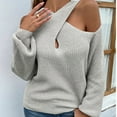thumbnail image 6 of Oksale Sexy Criss Cross Neck Sweaters for Women Trendy Cold Shoulder Knit Sweater Loose Long Sleeve Jumpers Slouchy Pullover Tops Gray L, 6 of 6