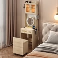 thumbnail image 1 of Ktaxon Makeup Vanity Table for Small Spaces, Vanity Table Set with 3 Color LED Light, Bedroom Dressing Table, Natural, 1 of 13