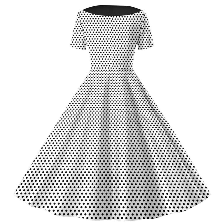 Cocktail Dresses for Girls Size 5-14 Elegant A-Line Teens Kids Trendy Short  Sleeve Button Collared Polka Dot Printed 70S Prom Dress - Walmart.com