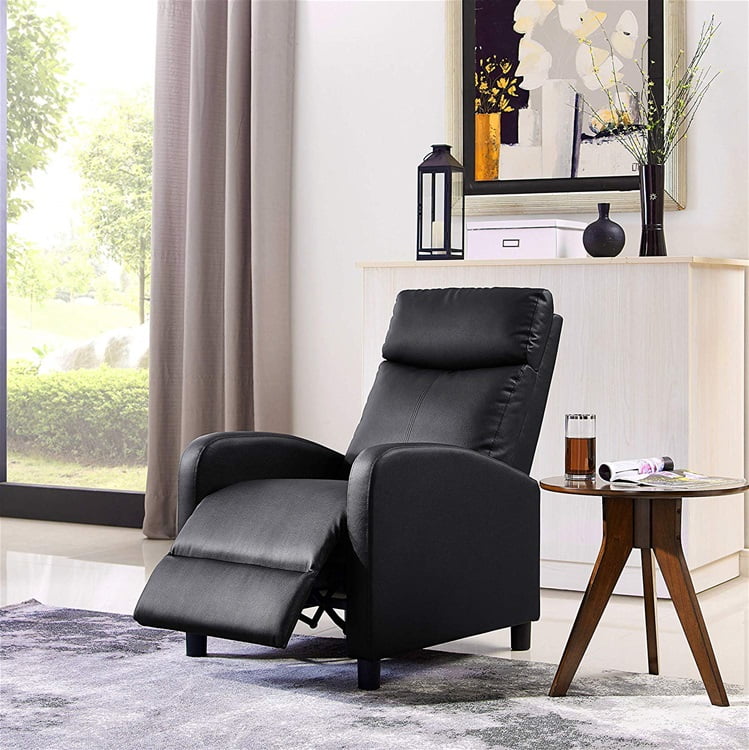 Wingback Recliner Chair with Overstuffed, Adjustable Single Sofas PU Leather for Living Room
