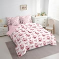 thumbnail image 3 of Manfei Kawaii Santa Claus Bedding Comforter Set 7 Pieces for Teen, Girly Pink Buffalo Full Bedding Set, Cartoon Bowknot Christmas Reversible Fitted Sheet Flat Sheet, Breathable Home Decor, 3 of 7