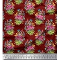 thumbnail image 1 of Soimoi Silk Fabric Leaves & Floral Print Fabric by the Yard 42 Inch Wide, 1 of 3