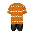 thumbnail image 3 of Nrmvnmi Women's Striped Two-Piece Outfits Summer Casual Print Crewneck Short Sleeve Oversized T Shirt Biker Shorts Sets Lounge Workout Tracksuits Orange MMothers Day Gifts, 3 of 4