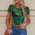 thumbnail image 4 of Rateoe Peacock Feathers2 Printed Women Rash Guard Short Sleeve,Tummy control Swimsuit Surfing Swimsuit Bathing Suit Short-sleeved Onesie UPF 50+, 4 of 6