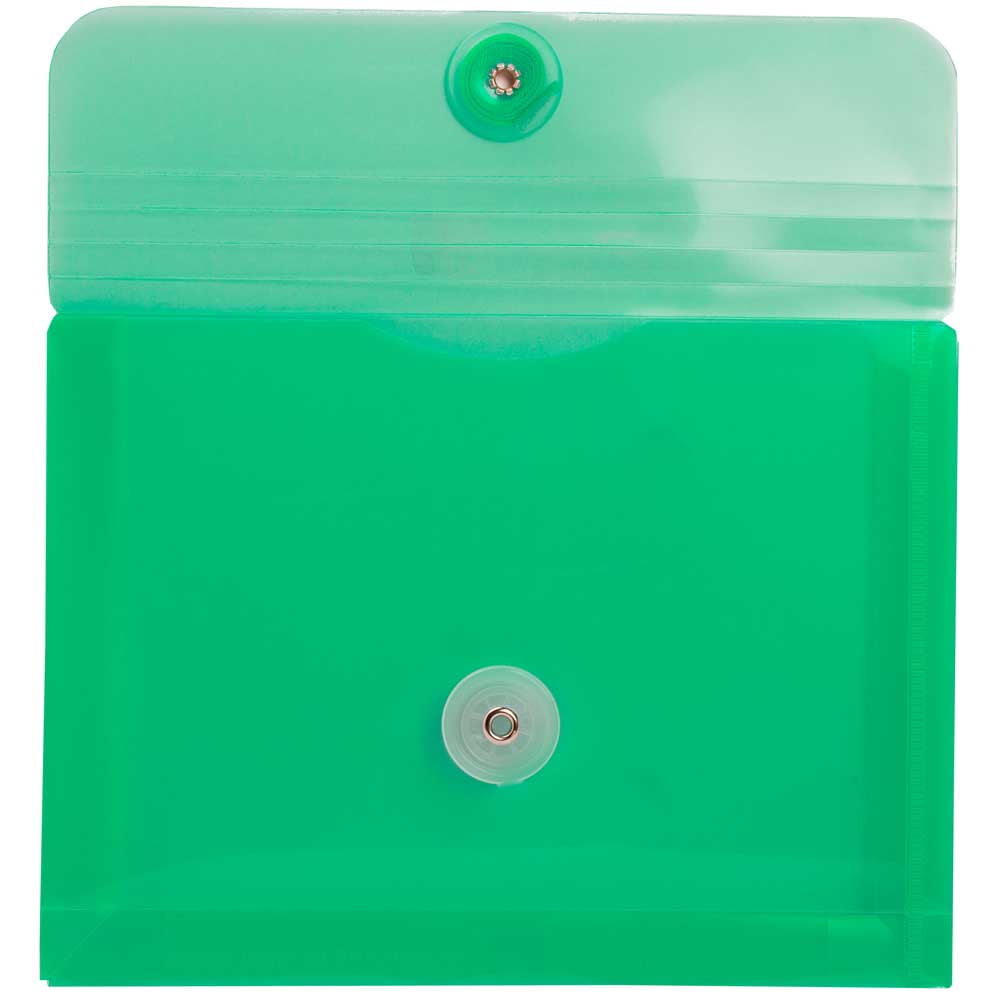JAM Paper Plastic Envelopes with Button & String Tie Closure, Index Size, 5 1/2 x 7 1/2, Green, 3/Pack