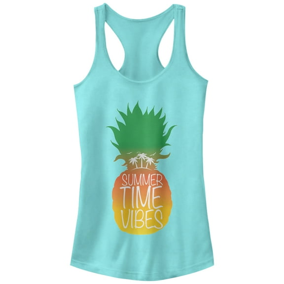 Junior's Lost Gods Summertime Vibes Pineapple  Racerback Tank Top Cancun X Large