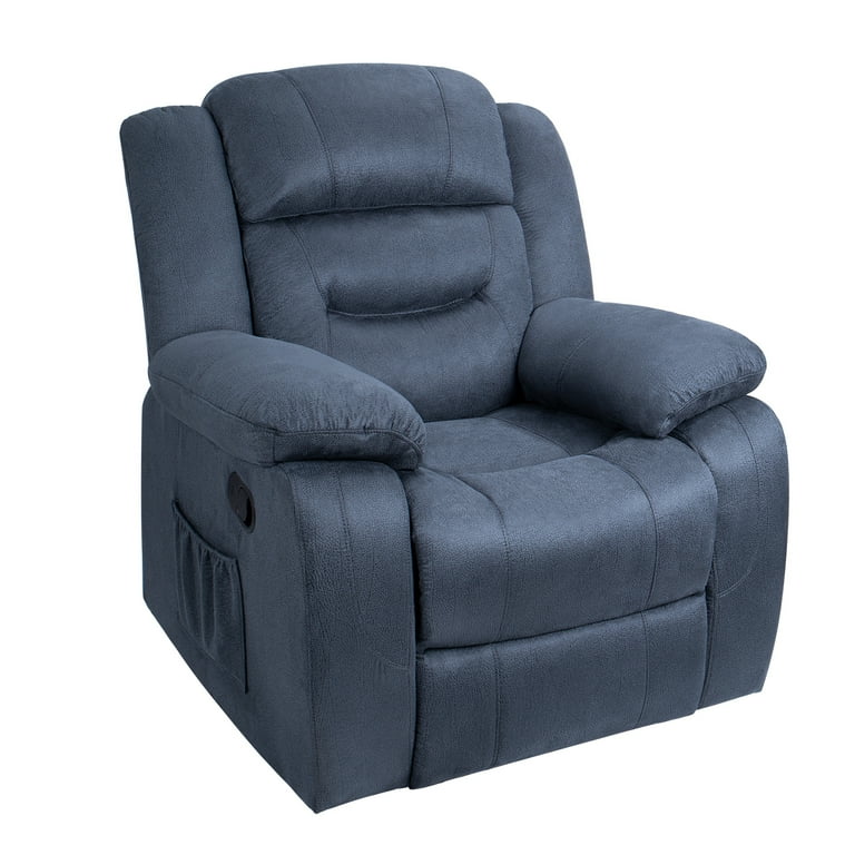 Lacoo Manual Wall Hugger Recliner with Massage Blue Microfiber