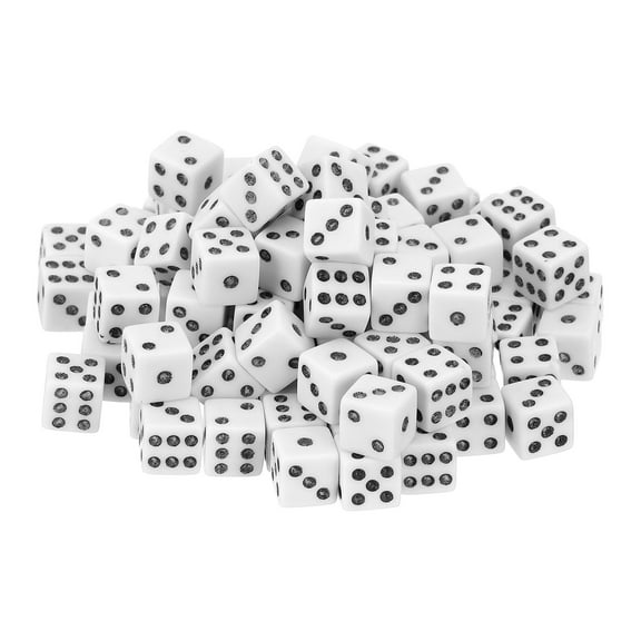 100Pack Mini Dice, 8mm/0.31" Acrylic Tiny Six Side Game Dot Square Dice Bulk for Table Board Game Party Activities, White/Black