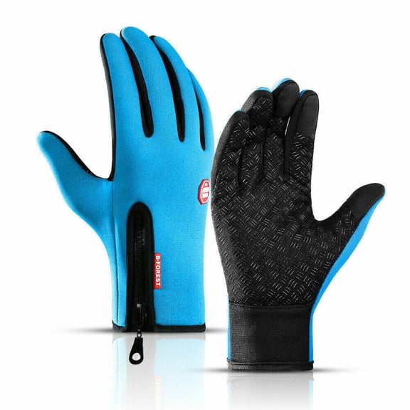 Thermal Windproof Waterproof Winter Gloves Touch Screen Warm Mittens Men Women-Light Blue-XL