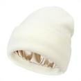 thumbnail image 1 of Europa y Estados Unidos otoño e invierno sombrero mujer protección peinado cálido tejido satén sombrero lana, 1 of 6